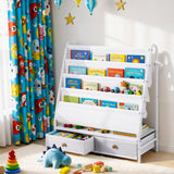 Darrahopens Baby & Kids > Kid's Furniture > Kid's Bookcases & Shelves Keezi Kids Bookshelf Metal Storage Rack Toy Organiser Display Shelf Drawer White