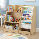 Darrahopens Baby & Kids > Kid's Furniture > Kid's Bookcases & Shelves Keezi Kids Bookshelf Wood Bookcase Children Storage Rack Display Shelves Holder