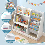 Darrahopens Baby & Kids > Kid's Furniture > Kid's Bookcases & Shelves Keezi Kids Bookshelf Wood Bookcase Toddler Toys Storage Rack Display Shelves