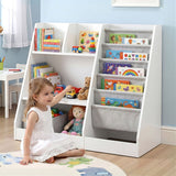 Darrahopens Baby & Kids > Kid's Furniture > Kid's Bookcases & Shelves Keezi Kids Bookshelf Wood Bookcase Toddler Toys Storage Rack Display Shelves