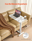 Darrahopens Baby & Kids > Kid's Furniture > Kid's Desks VEVOR Overbed Table, Mobile Bed Side Table with Flip Desktop and 4 Hidden Wheels, Height & Angle Adjustable Rolling Laptop Desk with Cup Holder, Portable Over Bed Desk for Home, Office, Study, White