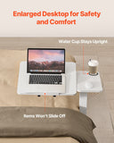 Darrahopens Baby & Kids > Kid's Furniture > Kid's Desks VEVOR Overbed Table, Mobile Bed Side Table with Flip Desktop and 4 Hidden Wheels, Height & Angle Adjustable Rolling Laptop Desk with Cup Holder, Portable Over Bed Desk for Home, Office, Study, White