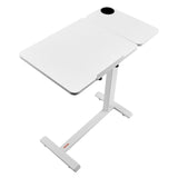 Darrahopens Baby & Kids > Kid's Furniture > Kid's Desks VEVOR Overbed Table, Mobile Bed Side Table with Flip Desktop and 4 Hidden Wheels, Height & Angle Adjustable Rolling Laptop Desk with Cup Holder, Portable Over Bed Desk for Home, Office, Study, White