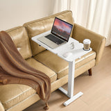 Darrahopens Baby & Kids > Kid's Furniture > Kid's Desks VEVOR Overbed Table, Mobile Bed Side Table with Flip Desktop and 4 Hidden Wheels, Height & Angle Adjustable Rolling Laptop Desk with Cup Holder, Portable Over Bed Desk for Home, Office, Study, White