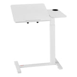 Darrahopens Baby & Kids > Kid's Furniture > Kid's Desks VEVOR Overbed Table, Mobile Bed Side Table with Flip Desktop and 4 Hidden Wheels, Height & Angle Adjustable Rolling Laptop Desk with Cup Holder, Portable Over Bed Desk for Home, Office, Study, White