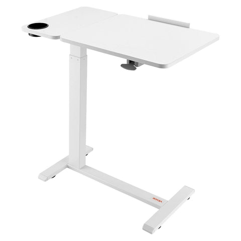 Darrahopens Baby & Kids > Kid's Furniture > Kid's Desks VEVOR Overbed Table, Mobile Bed Side Table with Flip Desktop and 4 Hidden Wheels, Height & Angle Adjustable Rolling Laptop Desk with Cup Holder, Portable Over Bed Desk for Home, Office, Study, White