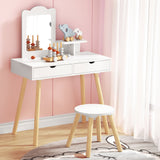 Darrahopens Baby & Kids > Kid's Furniture > Kid's Dressers, Cupboards & Wardrobes Keezi Kids Dressing Table Vanity Makeup Chair Set with Mirror Drawers Wooden Legs