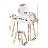 Darrahopens Baby & Kids > Kid's Furniture > Kid's Dressers, Cupboards & Wardrobes Keezi Kids Dressing Table Vanity Makeup Chair Set with Mirror Drawers Wooden Legs
