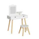 Darrahopens Baby & Kids > Kid's Furniture > Kid's Dressers, Cupboards & Wardrobes Keezi Kids Dressing Table Vanity Makeup Chair Set with Mirror Drawers Wooden Legs