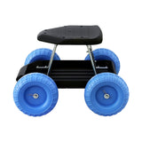 Darrahopens Baby & Kids > Kid's Furniture > Kid's Tables, Chairs & Seats Gardeon Garden Cart Seat with Wheels, Rolling Work Stool with Tool Storage Tray, 440lbs (200kg) Heavy Duty Capacity Garden Stool for Outdoor Yard Work, Car Detailing, and Garage Maintenance, Blue/Black