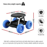 Darrahopens Baby & Kids > Kid's Furniture > Kid's Tables, Chairs & Seats Gardeon Garden Cart Seat with Wheels, Rolling Work Stool with Tool Storage Tray, 440lbs (200kg) Heavy Duty Capacity Garden Stool for Outdoor Yard Work, Car Detailing, and Garage Maintenance, Blue/Black