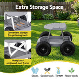 Darrahopens Baby & Kids > Kid's Furniture > Kid's Tables, Chairs & Seats Gardeon Garden Cart Seat with Wheels, Rolling Work Stool with Tool Storage Tray, 440lbs (200kg) Heavy Duty Capacity Garden Stool for Outdoor Yard Work, Car Detailing, and Garage Maintenance, Grey/Black