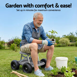 Darrahopens Baby & Kids > Kid's Furniture > Kid's Tables, Chairs & Seats Gardeon Garden Cart Seat with Wheels, Rolling Work Stool with Tool Storage Tray, 440lbs (200kg) Heavy Duty Capacity Garden Stool for Outdoor Yard Work, Car Detailing, and Garage Maintenance, Grey/Black