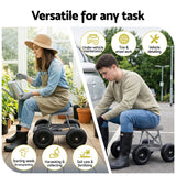 Darrahopens Baby & Kids > Kid's Furniture > Kid's Tables, Chairs & Seats Gardeon Garden Cart Seat with Wheels, Rolling Work Stool with Tool Storage Tray, 440lbs (200kg) Heavy Duty Capacity Garden Stool for Outdoor Yard Work, Car Detailing, and Garage Maintenance, Grey/Black