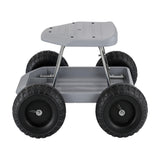 Darrahopens Baby & Kids > Kid's Furniture > Kid's Tables, Chairs & Seats Gardeon Garden Cart Seat with Wheels, Rolling Work Stool with Tool Storage Tray, 440lbs (200kg) Heavy Duty Capacity Garden Stool for Outdoor Yard Work, Car Detailing, and Garage Maintenance, Grey/Black