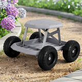 Darrahopens Baby & Kids > Kid's Furniture > Kid's Tables, Chairs & Seats Gardeon Garden Cart Seat with Wheels, Rolling Work Stool with Tool Storage Tray, 440lbs (200kg) Heavy Duty Capacity Garden Stool for Outdoor Yard Work, Car Detailing, and Garage Maintenance, Grey/Black