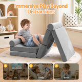 Darrahopens Baby & Kids > Kid's Furniture > Kid's Tables, Chairs & Seats Keezi 12PCS Modular Kids Play Couch Foam Sofa Set with Removable Washable Cover Grey Playroom In Australia - Darrahopens
