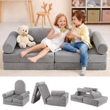 Darrahopens Baby & Kids > Kid's Furniture > Kid's Tables, Chairs & Seats Keezi 12PCS Modular Kids Play Couch Foam Sofa Set with Removable Washable Cover Grey Playroom In Australia - Darrahopens
