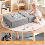 Darrahopens Baby & Kids > Kid's Furniture > Kid's Tables, Chairs & Seats Keezi 12PCS Modular Kids Play Couch Foam Sofa Set with Removable Washable Cover Grey Playroom In Australia - Darrahopens