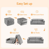 Darrahopens Baby & Kids > Kid's Furniture > Kid's Tables, Chairs & Seats Keezi 12PCS Modular Kids Play Couch Foam Sofa Set with Removable Washable Cover Grey Playroom In Australia - Darrahopens
