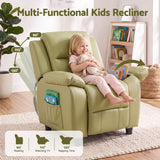 Darrahopens Baby & Kids > Kid's Furniture > Kid's Tables, Chairs & Seats Keezi Kids Recliner Chair PU Leather Toddler Lounge Adjustable Backrest w/ Armrest Storage & 2 Side Pockets Green In Australia - Darrahopens