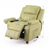 Darrahopens Baby & Kids > Kid's Furniture > Kid's Tables, Chairs & Seats Keezi Kids Recliner Chair PU Leather Toddler Lounge Adjustable Backrest w/ Armrest Storage & 2 Side Pockets Green In Australia - Darrahopens