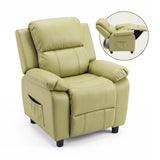 Darrahopens Baby & Kids > Kid's Furniture > Kid's Tables, Chairs & Seats Keezi Kids Recliner Chair PU Leather Toddler Lounge Adjustable Backrest w/ Armrest Storage & 2 Side Pockets Green In Australia - Darrahopens