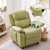 Darrahopens Baby & Kids > Kid's Furniture > Kid's Tables, Chairs & Seats Keezi Kids Recliner Chair PU Leather Toddler Lounge Adjustable Backrest w/ Armrest Storage & 2 Side Pockets Green In Australia - Darrahopens