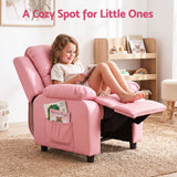 Darrahopens Baby & Kids > Kid's Furniture > Kid's Tables, Chairs & Seats Keezi Kids Recliner Chair PU Leather Toddler Lounge Adjustable Backrest w/ Armrest Storage & 2 Side Pockets Pink In Australia - Darrahopens