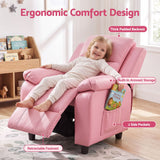 Darrahopens Baby & Kids > Kid's Furniture > Kid's Tables, Chairs & Seats Keezi Kids Recliner Chair PU Leather Toddler Lounge Adjustable Backrest w/ Armrest Storage & 2 Side Pockets Pink In Australia - Darrahopens