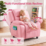 Darrahopens Baby & Kids > Kid's Furniture > Kid's Tables, Chairs & Seats Keezi Kids Recliner Chair PU Leather Toddler Lounge Adjustable Backrest w/ Armrest Storage & 2 Side Pockets Pink In Australia - Darrahopens