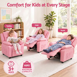 Darrahopens Baby & Kids > Kid's Furniture > Kid's Tables, Chairs & Seats Keezi Kids Recliner Chair PU Leather Toddler Lounge Adjustable Backrest w/ Armrest Storage & 2 Side Pockets Pink In Australia - Darrahopens