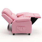Darrahopens Baby & Kids > Kid's Furniture > Kid's Tables, Chairs & Seats Keezi Kids Recliner Chair PU Leather Toddler Lounge Adjustable Backrest w/ Armrest Storage & 2 Side Pockets Pink In Australia - Darrahopens