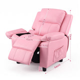 Darrahopens Baby & Kids > Kid's Furniture > Kid's Tables, Chairs & Seats Keezi Kids Recliner Chair PU Leather Toddler Lounge Adjustable Backrest w/ Armrest Storage & 2 Side Pockets Pink In Australia - Darrahopens