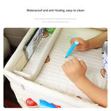 Darrahopens Baby & Kids > Kid's Furniture > Kid's Tables, Chairs & Seats Kids Car Seat Travel Tray - Waterproof Lap Desk with Storage Pockets (Beige bunny - Round)
