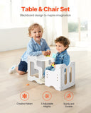 Darrahopens Baby & Kids > Kid's Furniture > Kid's Tables, Chairs & Seats Montessori Weaning Table and Chair Set, 3 In 1 Wooden Toddler Table and Chairs with Chalkboard, Reading, Eating - White In Australia - Darrahopens