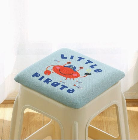 Darrahopens Baby & Kids > Kid's Furniture > Kid's Tables, Chairs & Seats Square bar stool cushion with ties, breathable and non-slip square chair pad, 28*28*3.5 cm memory foam children's stool cushion (crab design)