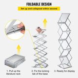 Darrahopens Baby & Kids > Kid's Furniture > Kid's Tables, Chairs & Seats VEVOR Literature Rack, 6 Pockets, Pop up Aluminum Magazine Rack, Lightweight Catalog Holder Stand w/Carrying Bag for Living Room, Hotel, Trade Show, Exhibition, Office