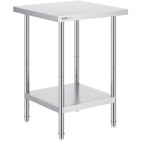 Darrahopens Baby & Kids > Kid's Furniture > Kid's Tables, Chairs & Seats VEVOR Stainless Steel Prep Table, 24 x 24 x 34 Inch, Heavy Duty Metal Worktable with 3 Adjustable Height Levels, Commercial Workstation for Kitchen Garage Restaurant Backyard