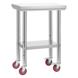 Darrahopens Baby & Kids > Kid's Furniture > Kid's Tables, Chairs & Seats VEVOR Stainless Steel Table, 61 x 45 cm Food Prep Worktable with Wheels, Kitchen Prep Table with Adjustable Undershelf Workstations for Commercial Kitchen, Restaurant, Hotel and Garage, Outdoor
