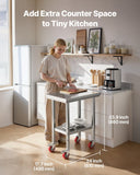 Darrahopens Baby & Kids > Kid's Furniture > Kid's Tables, Chairs & Seats VEVOR Stainless Steel Table, 61 x 45 cm Food Prep Worktable with Wheels, Kitchen Prep Table with Adjustable Undershelf Workstations for Commercial Kitchen, Restaurant, Hotel and Garage, Outdoor