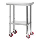 Darrahopens Baby & Kids > Kid's Furniture > Kid's Tables, Chairs & Seats VEVOR Stainless Steel Table, 61 x 45 cm Food Prep Worktable with Wheels, Kitchen Prep Table with Adjustable Undershelf Workstations for Commercial Kitchen, Restaurant, Hotel and Garage, Outdoor