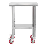 Darrahopens Baby & Kids > Kid's Furniture > Kid's Tables, Chairs & Seats VEVOR Stainless Steel Table, 61 x 45 cm Food Prep Worktable with Wheels, Kitchen Prep Table with Adjustable Undershelf Workstations for Commercial Kitchen, Restaurant, Hotel and Garage, Outdoor