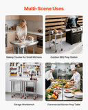 Darrahopens Baby & Kids > Kid's Furniture > Kid's Tables, Chairs & Seats VEVOR Stainless Steel Table, 61 x 45 cm Food Prep Worktable with Wheels, Kitchen Prep Table with Adjustable Undershelf Workstations for Commercial Kitchen, Restaurant, Hotel and Garage, Outdoor
