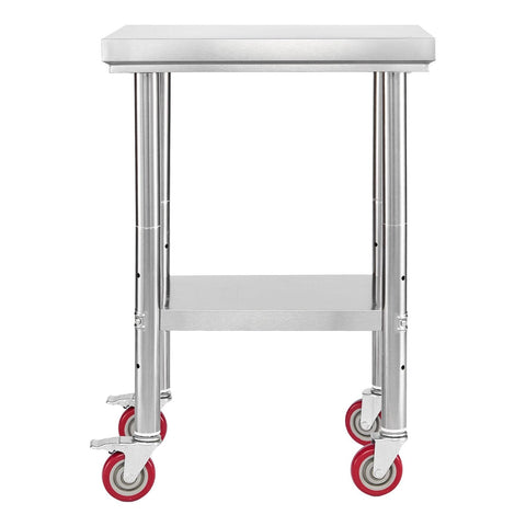 Darrahopens Baby & Kids > Kid's Furniture > Kid's Tables, Chairs & Seats VEVOR Stainless Steel Table, 61 x 45 cm Food Prep Worktable with Wheels, Kitchen Prep Table with Adjustable Undershelf Workstations for Commercial Kitchen, Restaurant, Hotel and Garage, Outdoor