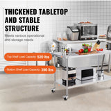 Darrahopens Baby & Kids > Kid's Furniture > Kid's Tables, Chairs & Seats VEVOR Stainless Steel Work Table 30 x 60 x 38 Inch, with 4 Wheels, 3 Adjustable Height Levels, Heavy Duty Food Prep Worktable for Commercial Kitchen Restaurant, Silver