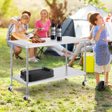 Darrahopens Baby & Kids > Kid's Furniture > Kid's Tables, Chairs & Seats VEVOR Stainless Steel Work Table 30 x 60 x 38 Inch, with 4 Wheels, 3 Adjustable Height Levels, Heavy Duty Food Prep Worktable for Commercial Kitchen Restaurant, Silver