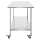 Darrahopens Baby & Kids > Kid's Furniture > Kid's Tables, Chairs & Seats VEVOR Stainless Steel Work Table 30 x 60 x 38 Inch, with 4 Wheels, 3 Adjustable Height Levels, Heavy Duty Food Prep Worktable for Commercial Kitchen Restaurant, Silver
