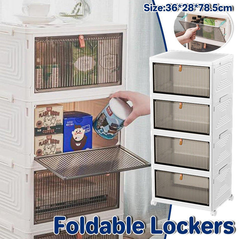 Darrahopens Baby & Kids > Kid's Furniture > Toy Boxes 4 Tier Plastic Storage Cabinet with Wheels Large Capacity Foldable Storage Bins