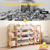 Darrahopens Baby & Kids > Kid's Furniture > Toy Boxes Keezi 3-in-1 Kids Toy Storage Organiser with 12 Bins, Shelves & Animal Storage In Australia - Darrahopens